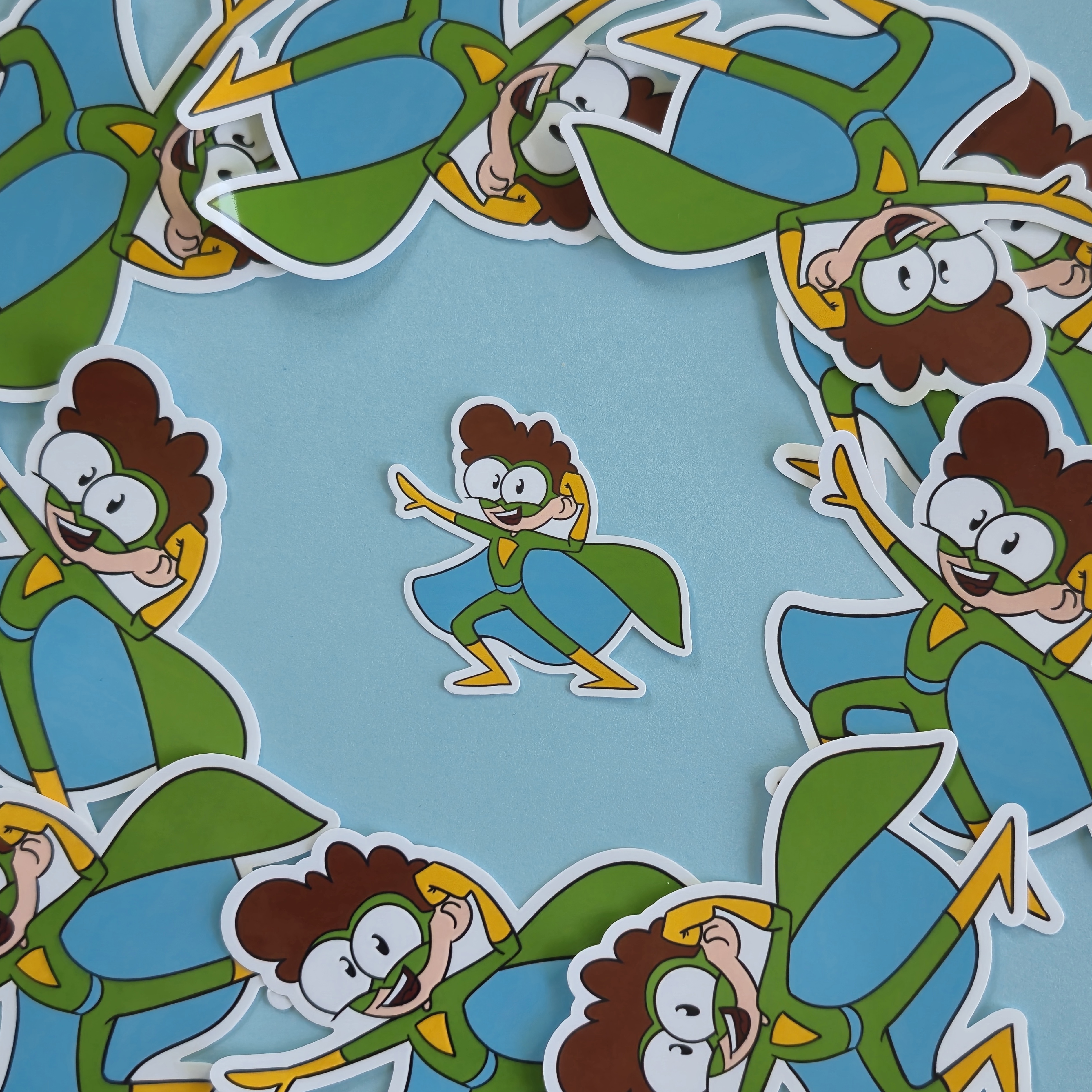 Isaac the Green Superhero Sticker