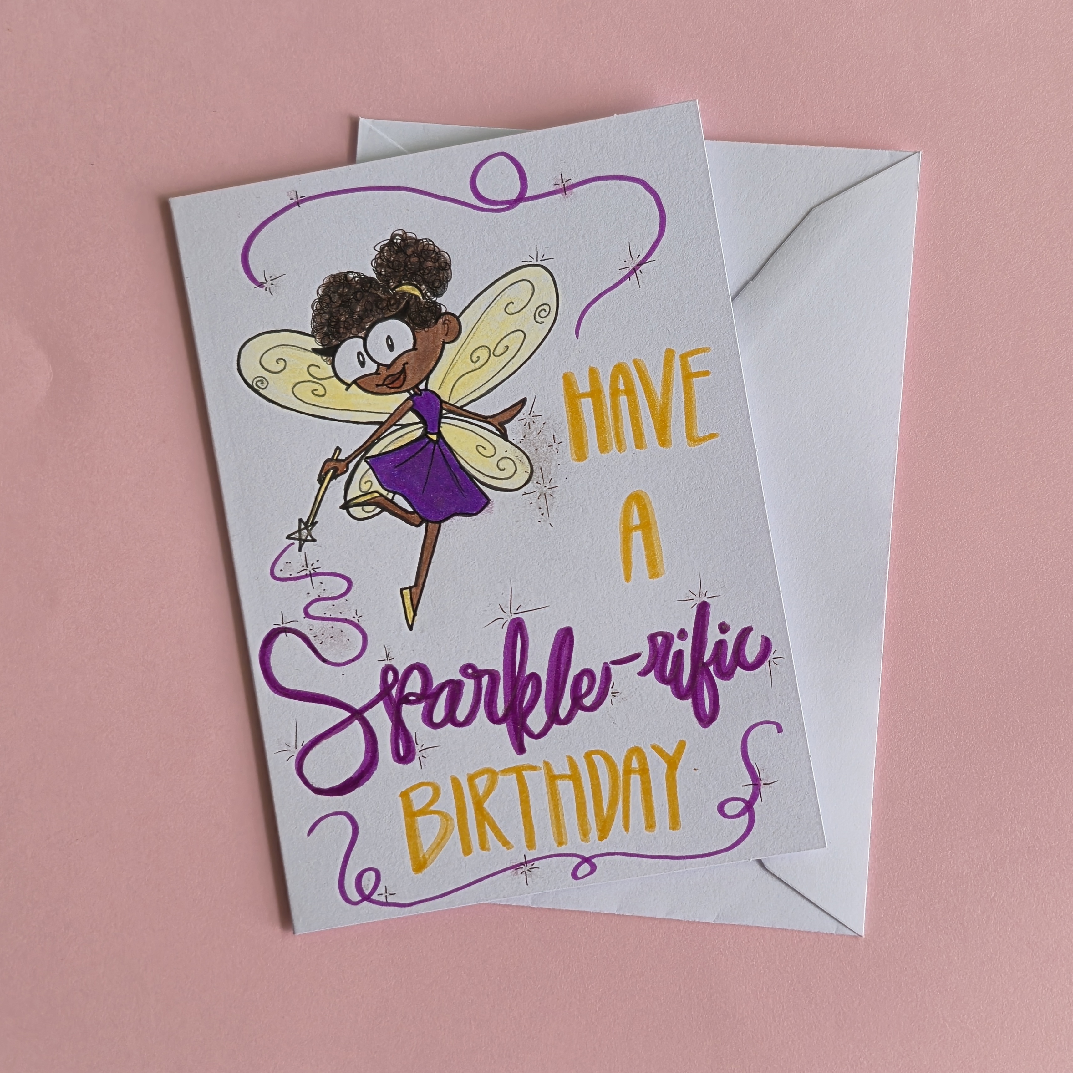 Jasmine the Purple Fairy Birthday Card