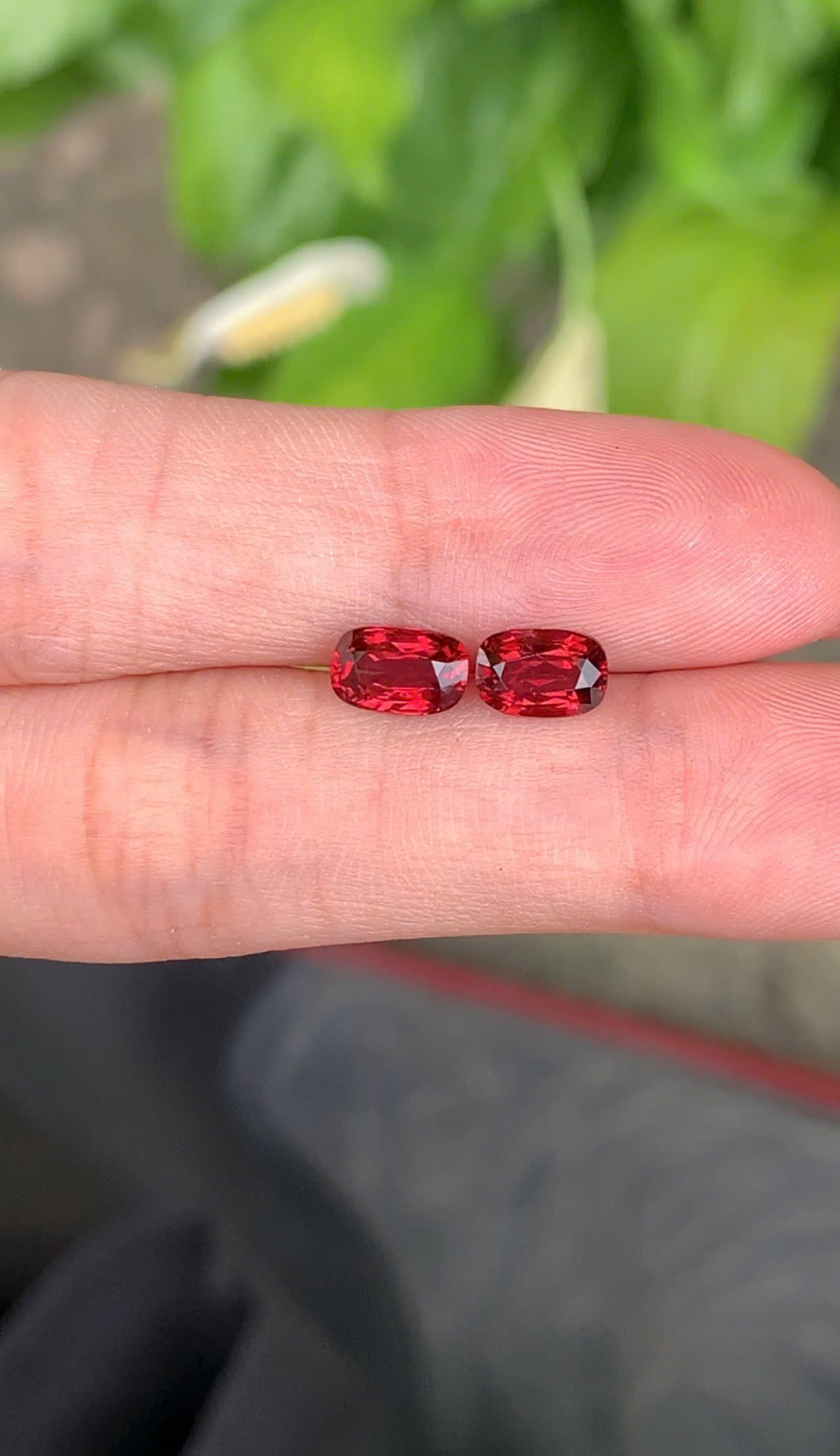 Pair of Red Spinel Gemstones