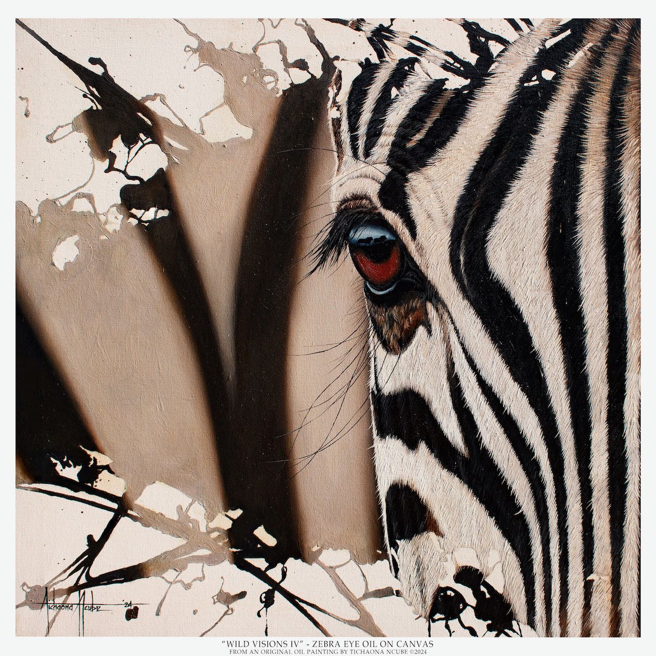 Wild Visions IV Zebra Eye Oil Painting