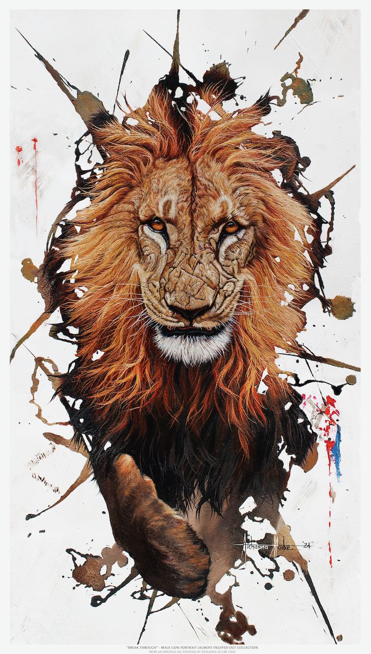 Breakthrough Lion Art  Portrait 