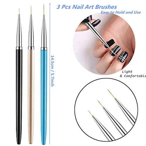 3pcs Nail Art Brush For Perfect Line & Professional Nail Design