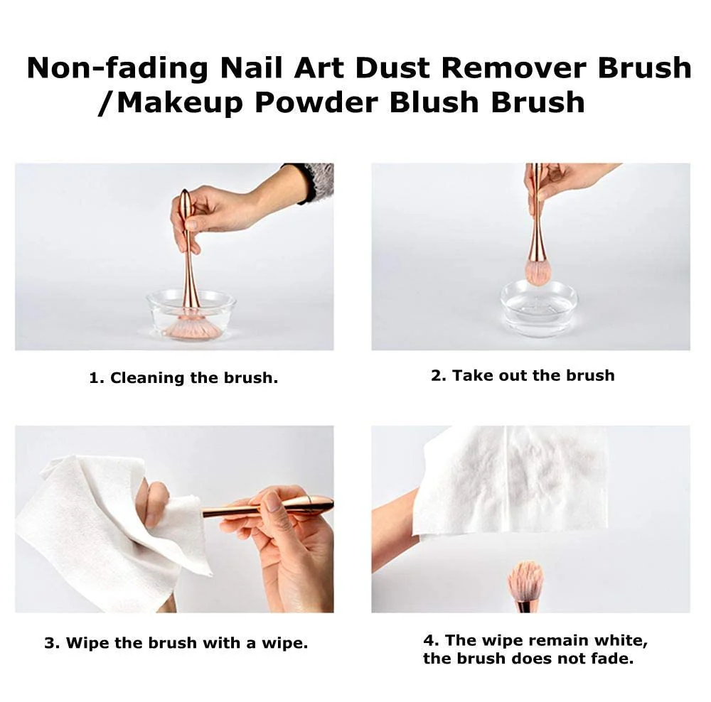 Nail Dust Cleaner Brush Soft Bristle Nail Art Cleaning Brush for Acrylic, Gel, Dip Powder & Manicure Use