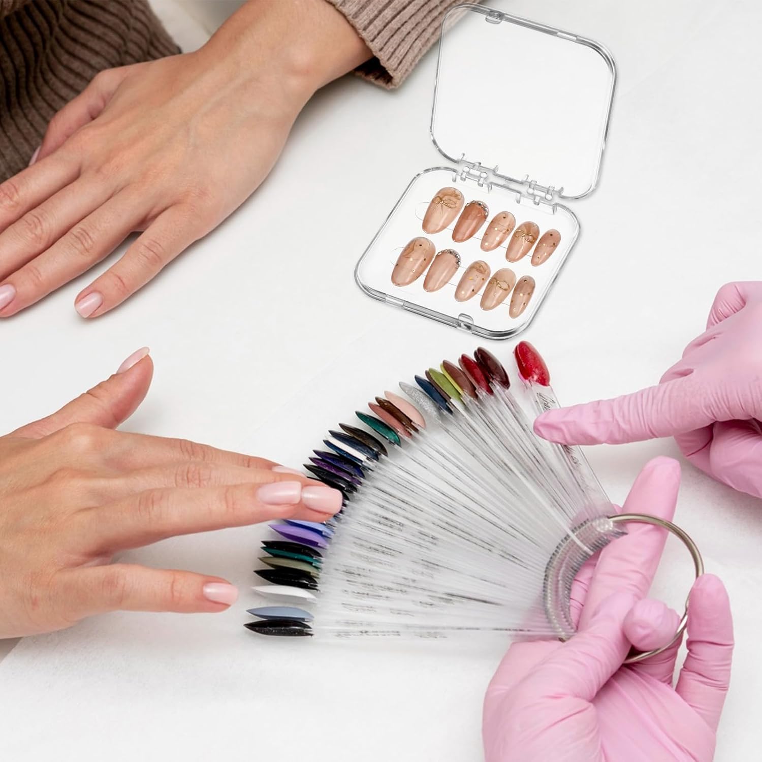 10pcs Press On Nail Storage Box Press On Nail Packaging Fake Nail Storage Case - Clear