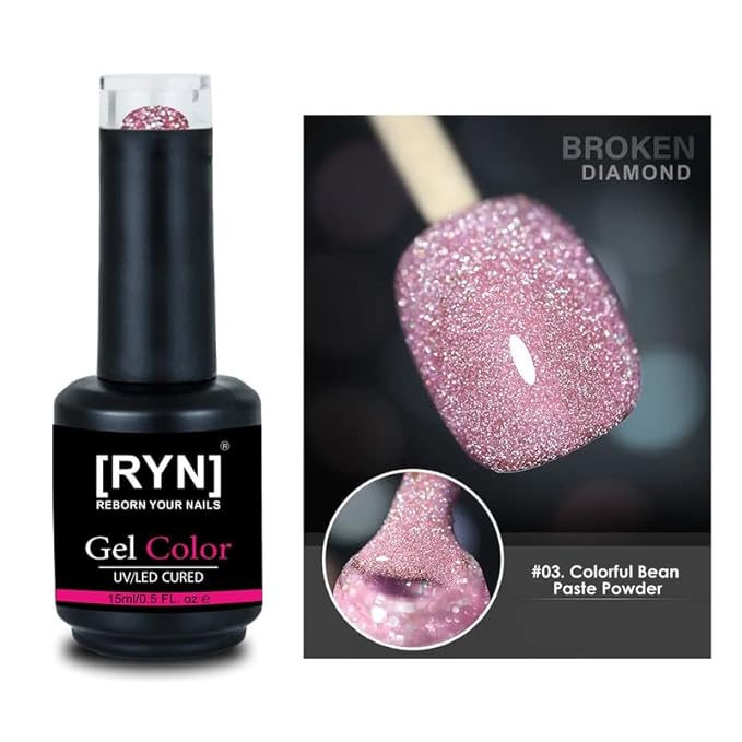Kulis Reflective Glitter Color Disco Gel Polish UV/LED Lamp Cure Brush Cap Bottle Broken Diamond (15ml, R03)