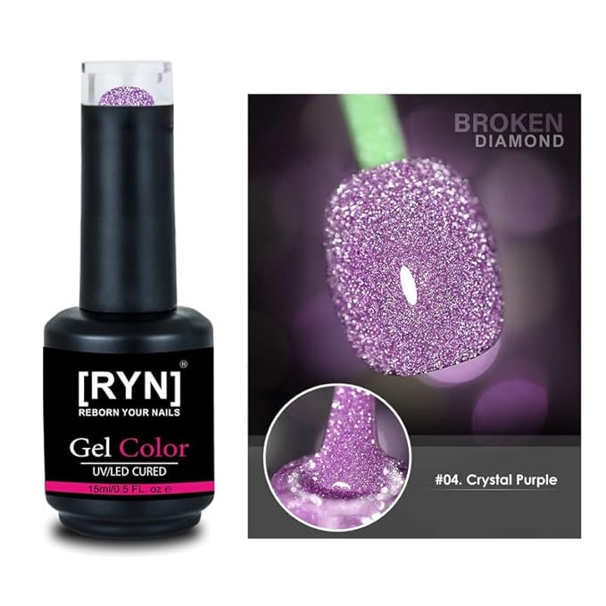 Kulis Reflective Glitter Color Disco Gel Polish UV/LED Lamp Cure Brush Cap Bottle Broken Diamond (15ml, R04)