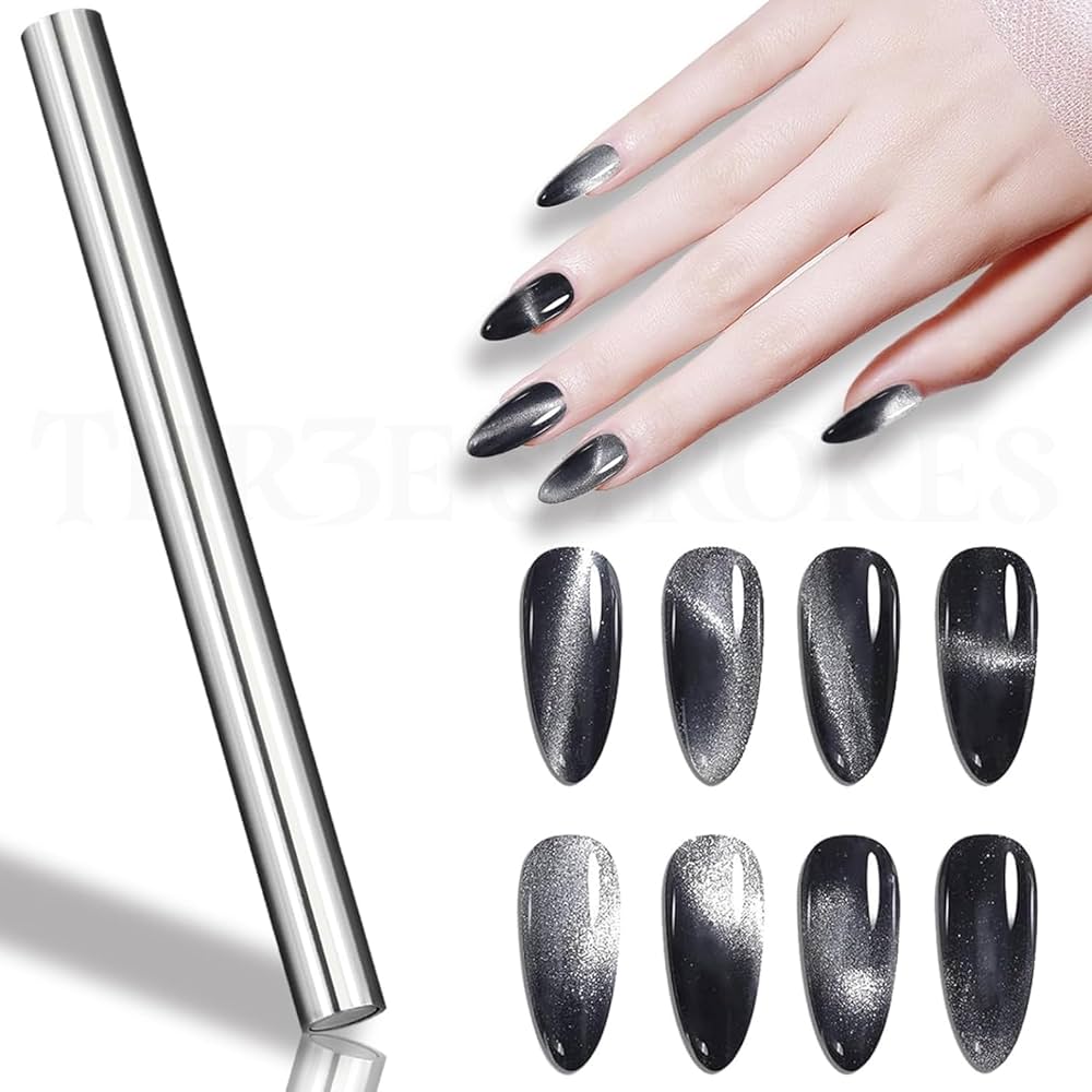 Cat Eye Magnet for Nails, 5.9inch Super Long Double-head Nail Polish Pen, 3D Magnetic Cat Eye Gel Polish Nail Art Tool for Home DIY, Salon, Studio
