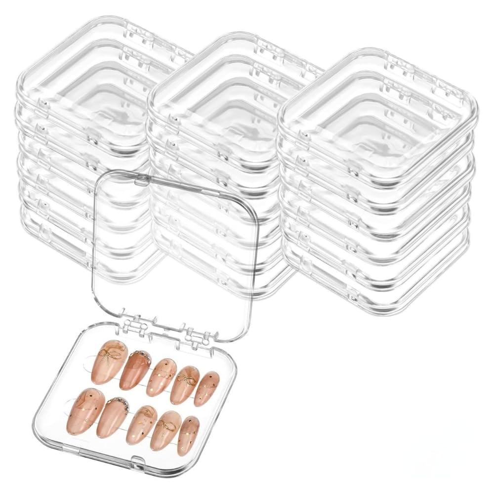 10pcs Press On Nail Storage Box Press On Nail Packaging Fake Nail Storage Case - Clear