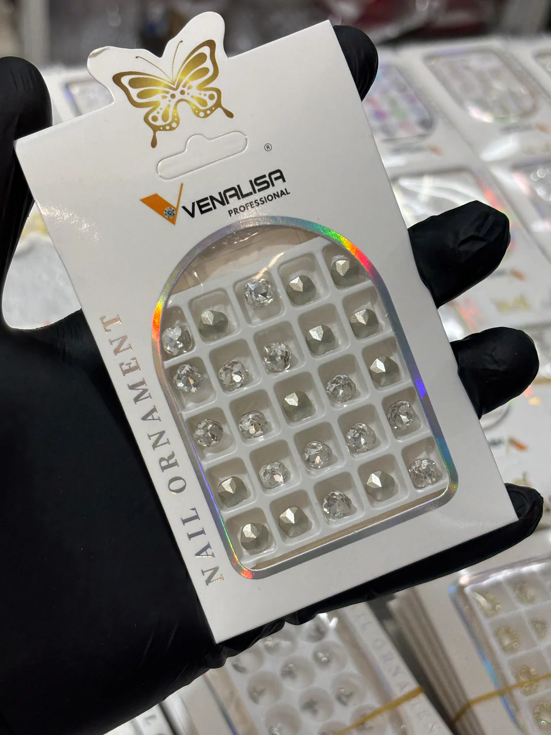 Venalisa Diamond-Cut Rhinestone Nail Charms – 24 PCS Crystal 3D Nail Art Stones | Luxury Nail Embellishments