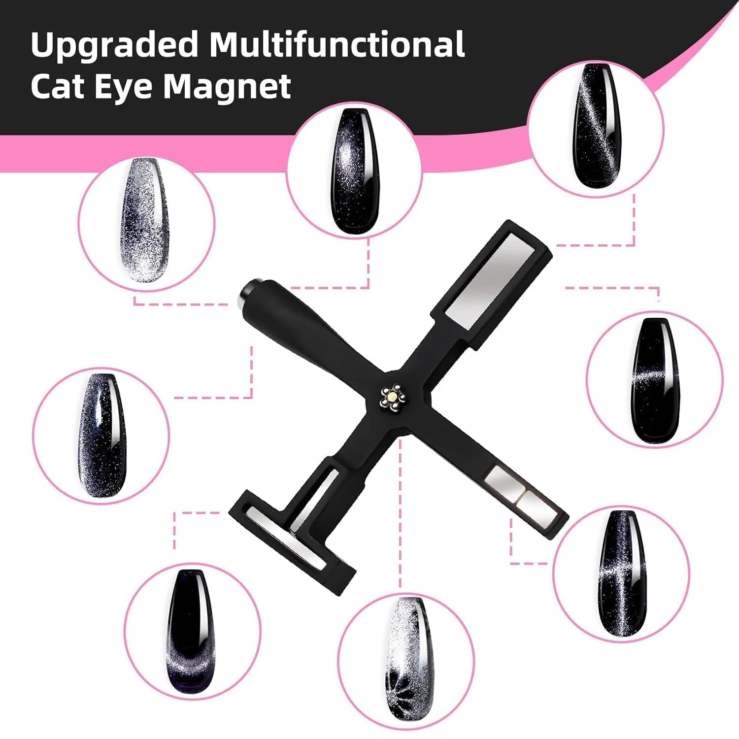 5-in-1 Magnetic Nail Tool Cat Eye Nail Magnet Wand Set for Gel Polish Effects