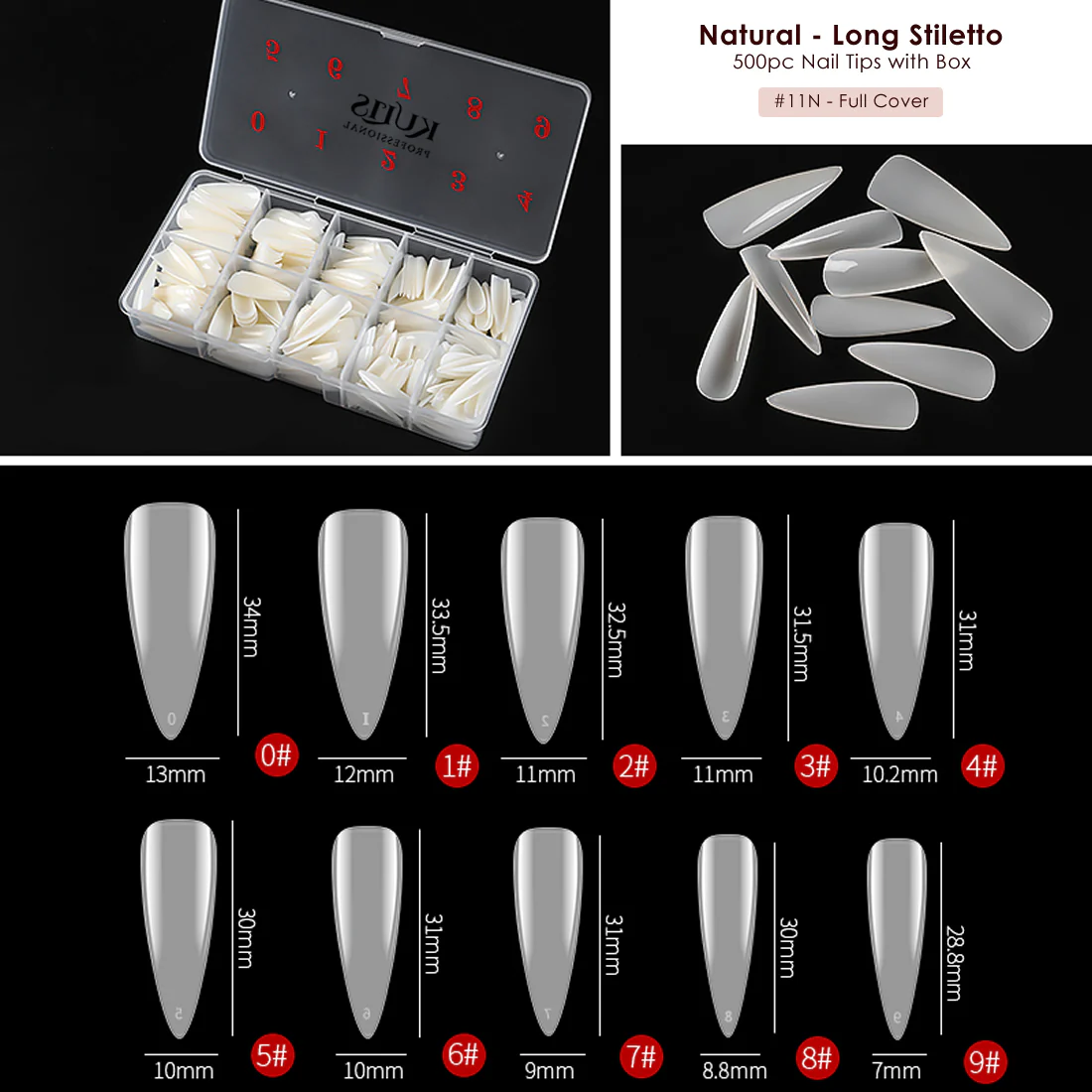 Natural Nail Extension Tips - Square Full Cover - 4N