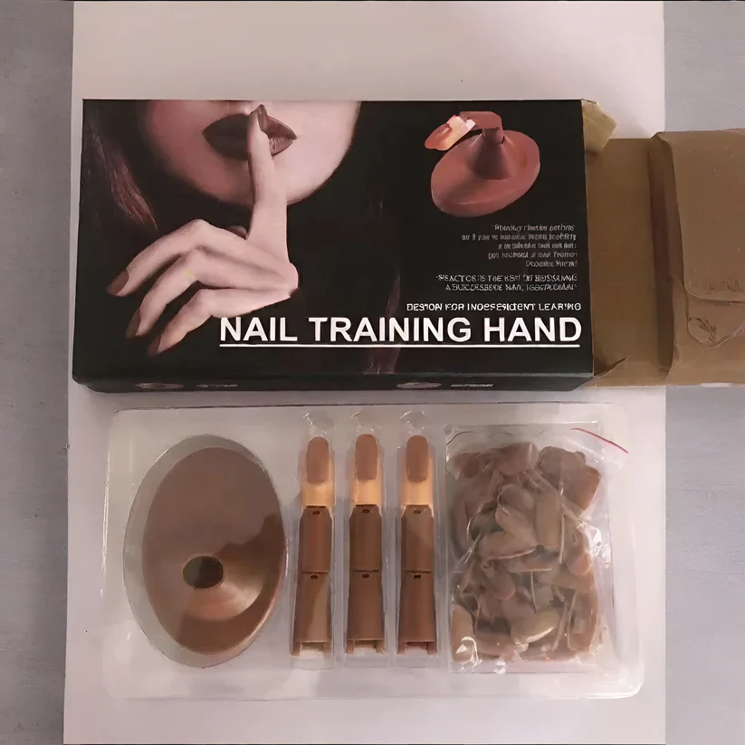 Nail Training Hand Kit with Flexible Practice Fingers and Replaceable Nail Tips
