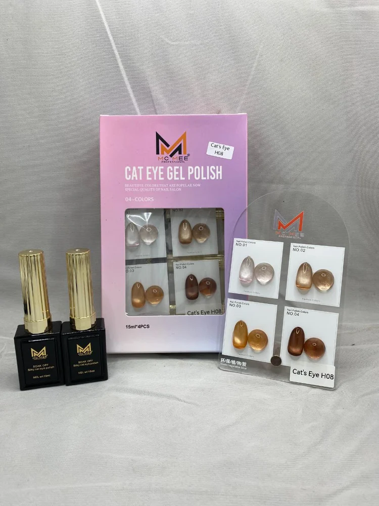 McMee Cat Eye Gel Polish Set H08 - 4pcs with shade card