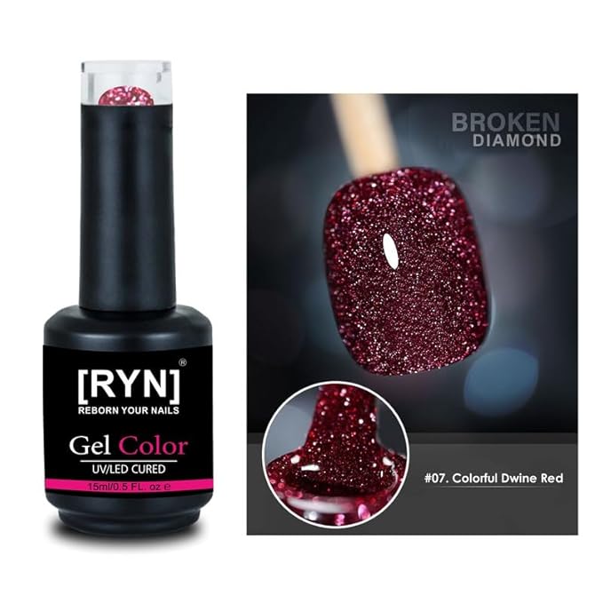 Kulis Reflective Glitter Color Disco Gel Polish UV/LED Lamp Cure Brush Cap Bottle Broken Diamond (15ml, R07)