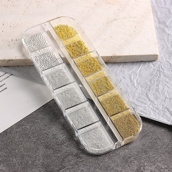 Multi-Size Nail Caviar Beads for Nails 3D Nail Art Micro Mini Metal Nail Beads