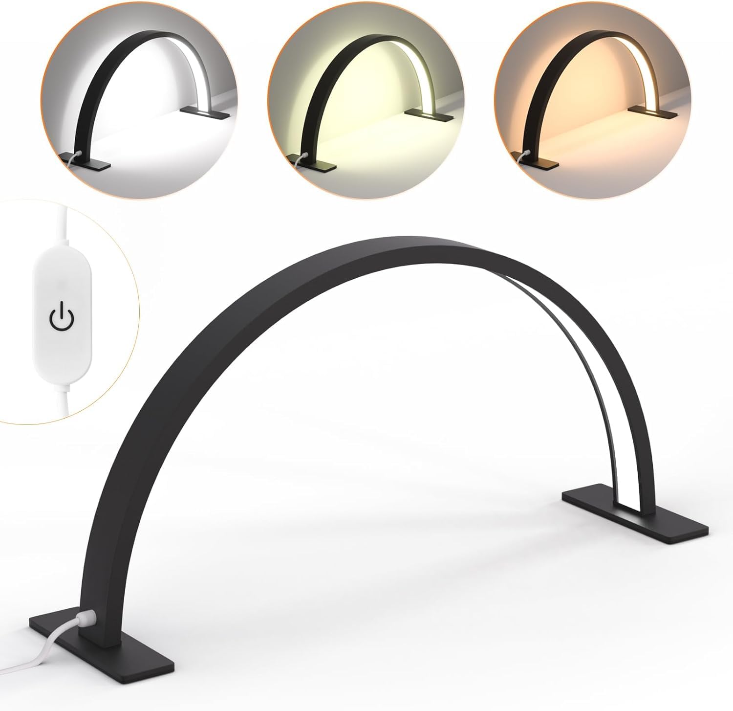 Half Moon Light For Nail Desk, Lash Led Tech Lamp Table Desk Eyelash Extension Tattoo Eyebrowsï¼ÂˆBlack