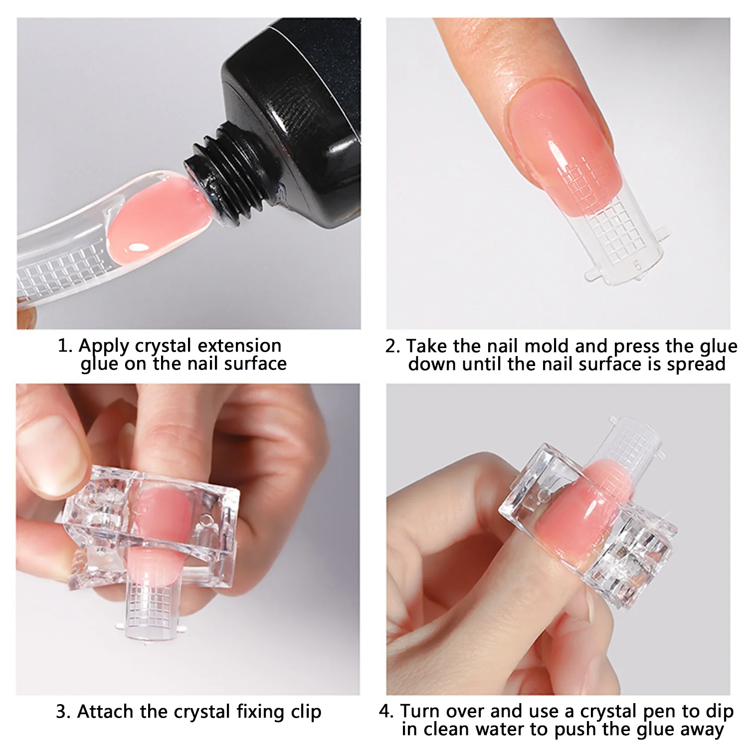Nail Clip Plastic - Clear - 5pcs