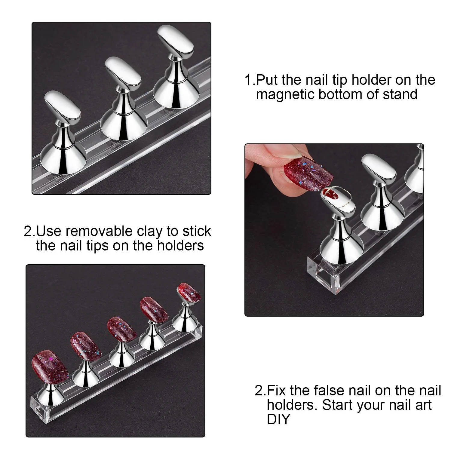 Nail Art Stand – Magnetic Nail Display Holder for Press-On Nails & Nail Art Practice