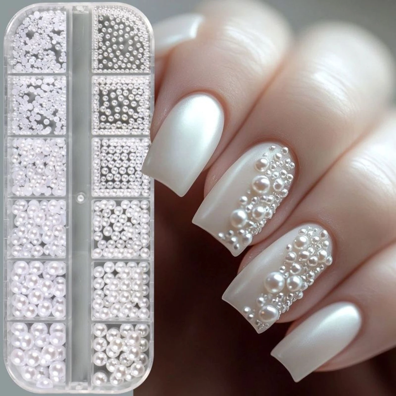 Pearl White Beads for Nail Art 