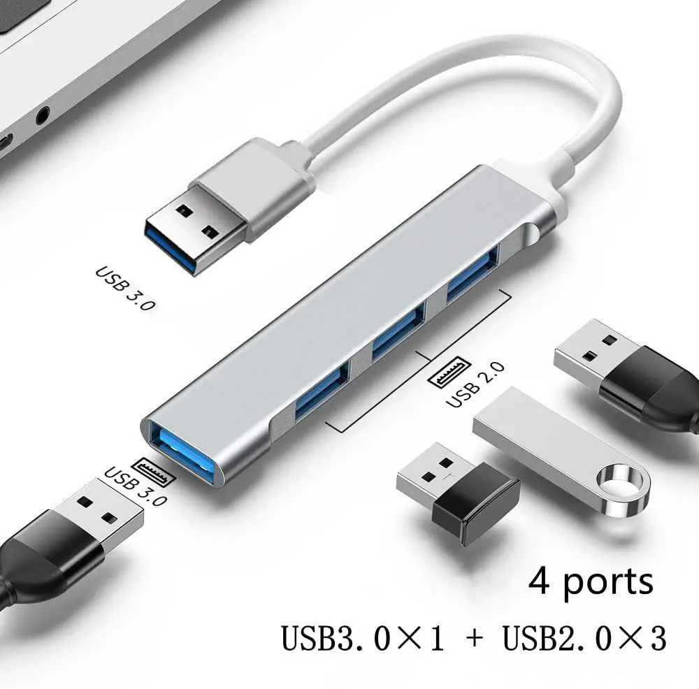USB TO HUB 4 PORTS SILVER