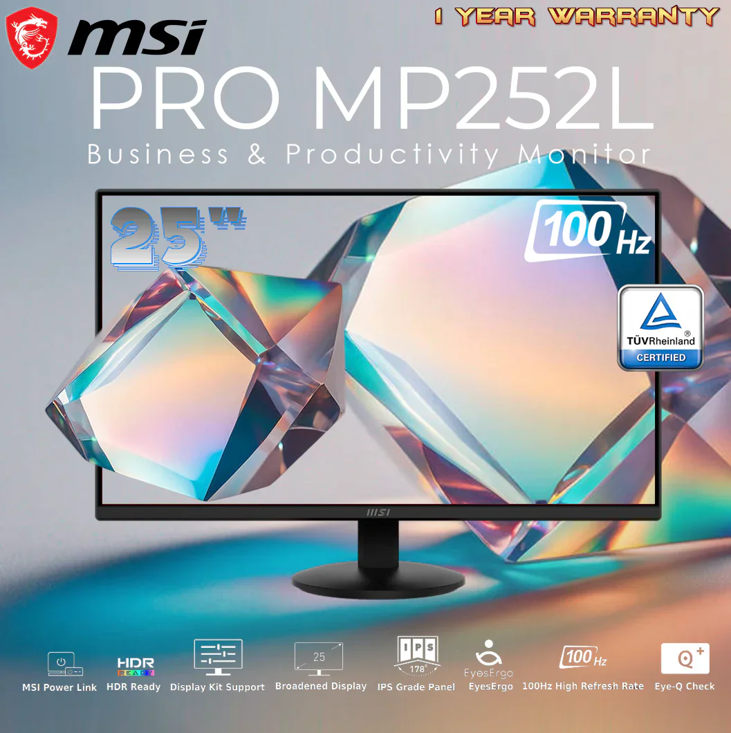 MSI PRO MP252L 24.5" FHD 100Hz IPS 1MS BUSINESS MONITOR