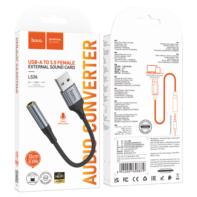 Adapter USB-A to 3.5mm “LS36 Fresh” audio converter