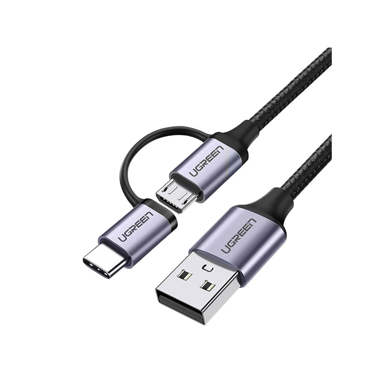 UGreen 1m USB To Micro USB + USB-C Fast Charge & Sync Cable