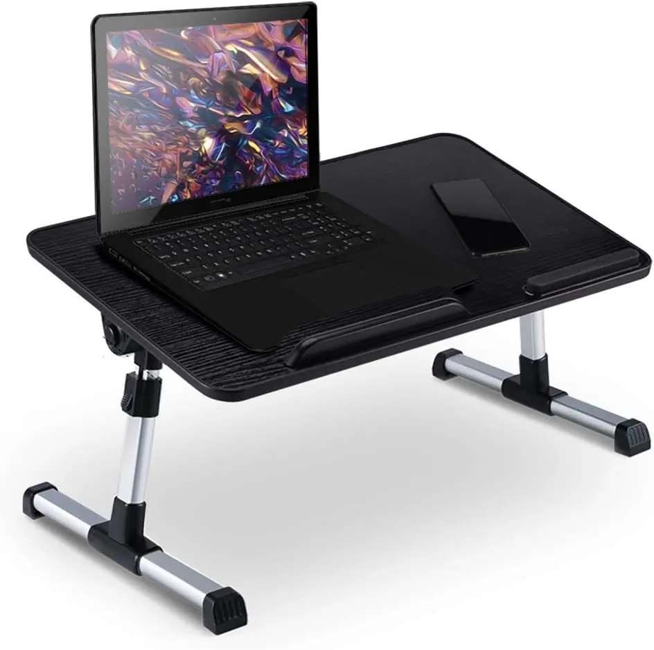 LAPTOP STAND D1-S 14"-17",52*30cm MDF + ALUMINUM BLACK