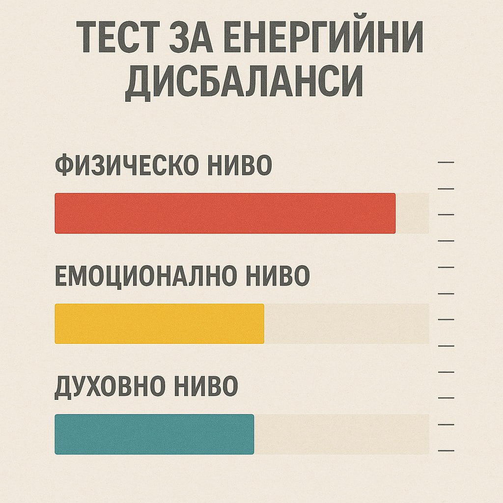 Тест за Енергийни Дисбаланси (Физическо, Емоционално и Духовно Ниво)