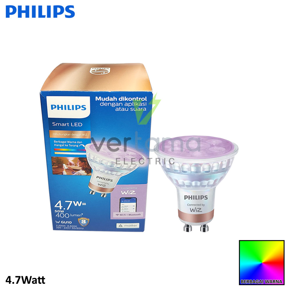 Promo Beli 3 Gratis 4.7Watt1 Lampu Philips Spotlight RGB Smart WIFI GU10 4.7W