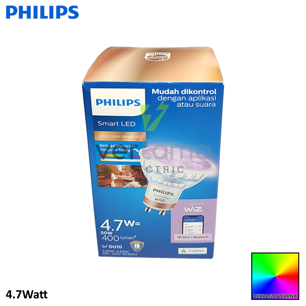 Promo Beli 3 Gratis 4.7Watt1 Lampu Philips Spotlight RGB Smart WIFI GU10 4.7W