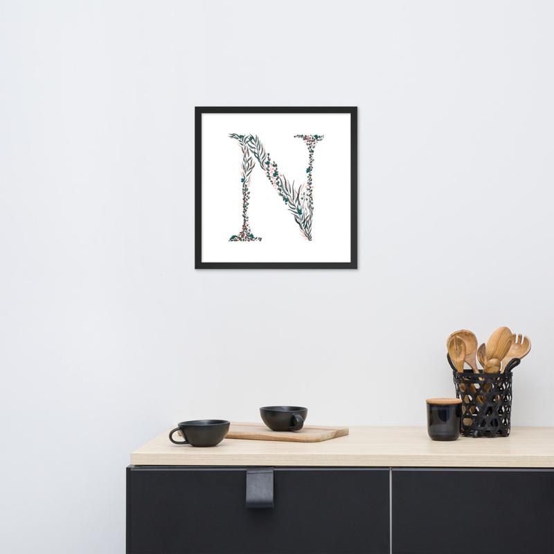 Letter N Wall Art - Botanical Print