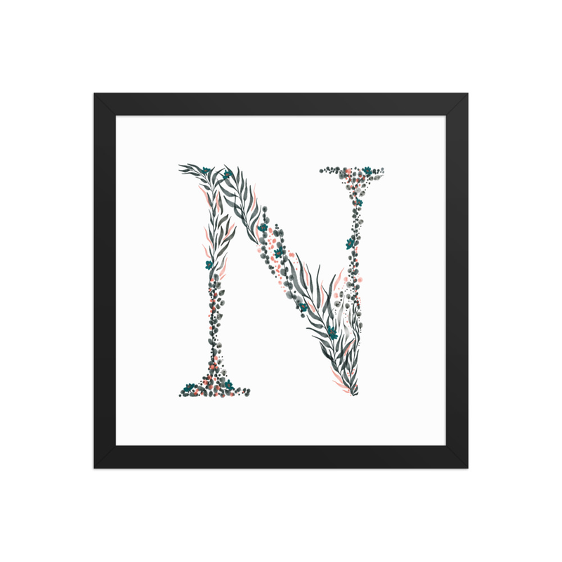 Letter N Wall Art - Botanical Print