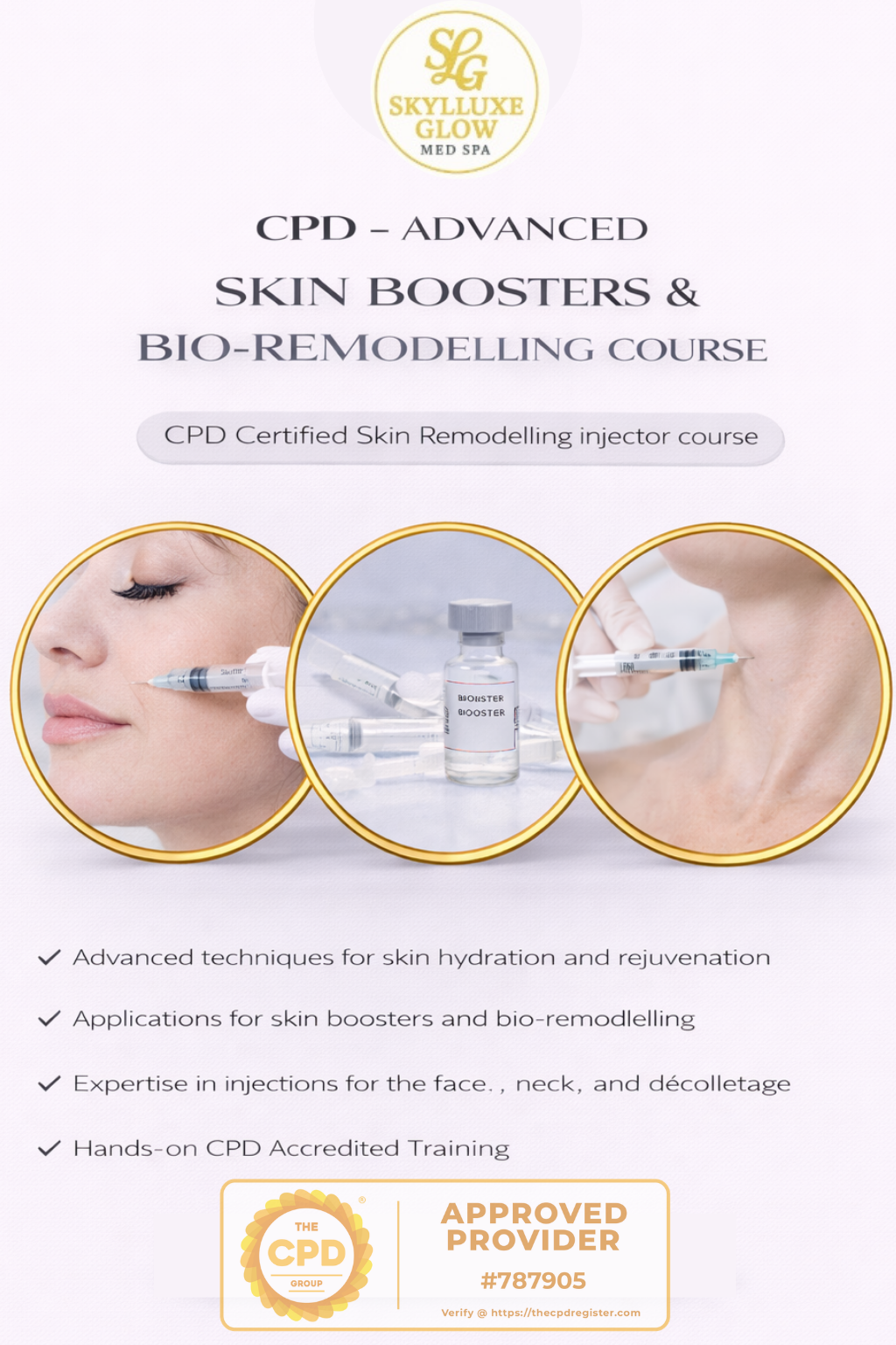 CPD – Advanced Skin Boosters & Bio-Remodelling Course/Limited spaces available — message to receive available dates & secure your place