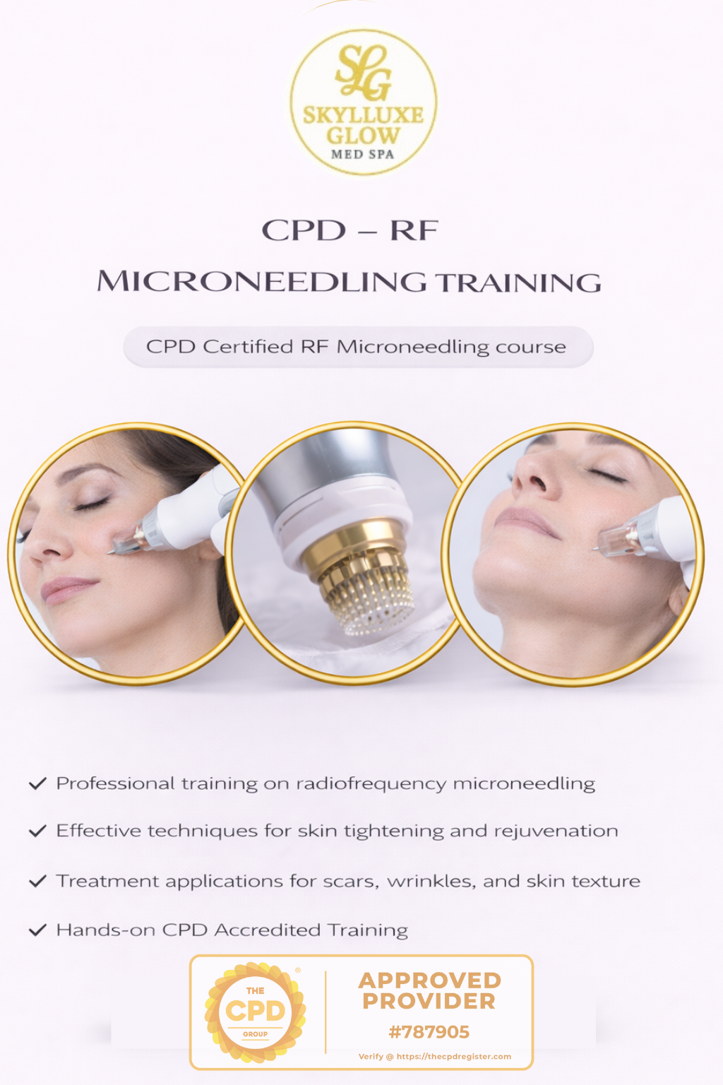 CPD Radiofrequency (RF) Microneedling Course/Limited spaces available — message to receive available dates & secure your place