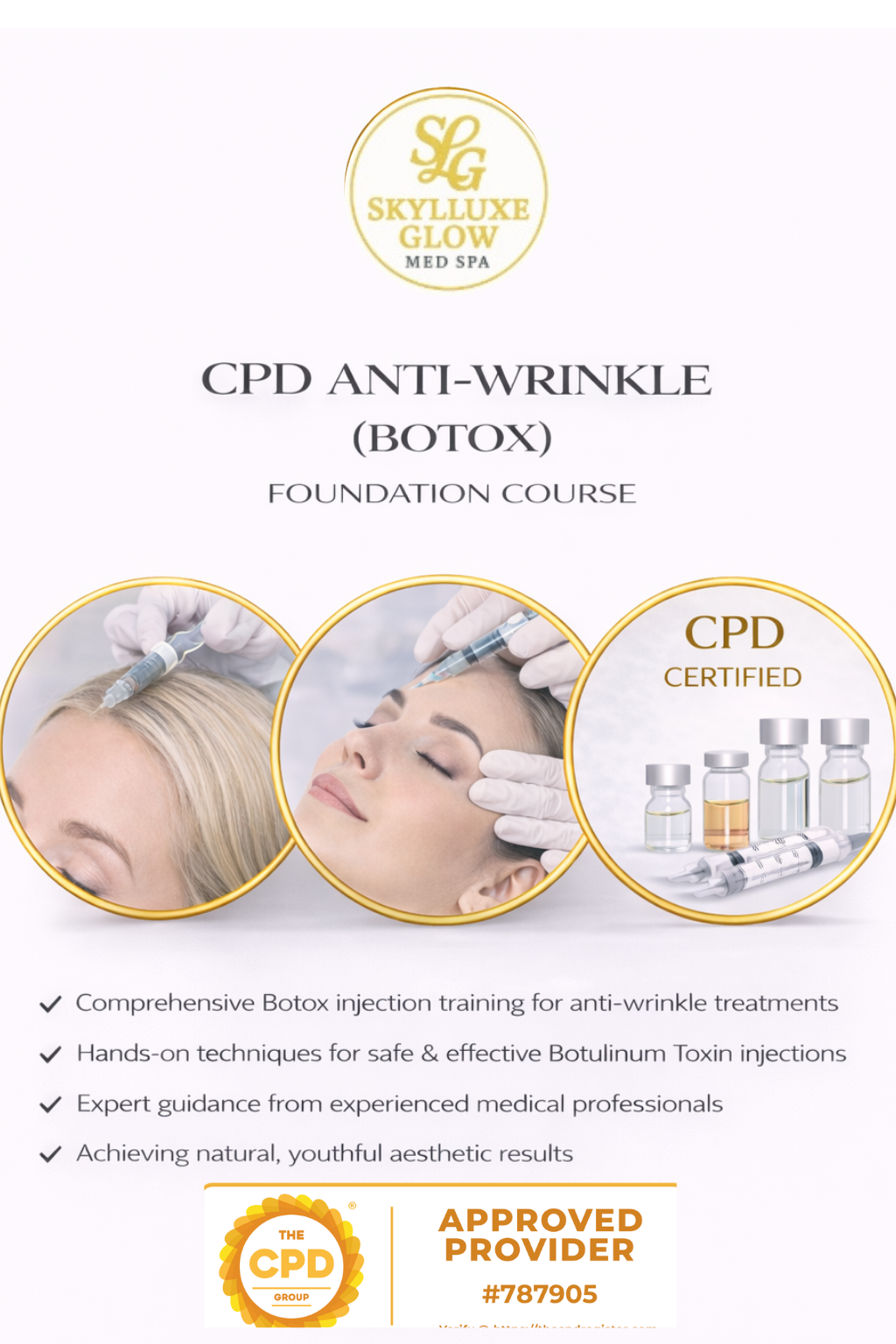 CPD Anti-Wrinkle (Botox) Foundation Course/Limited spaces available — message to receive available dates & secure your place