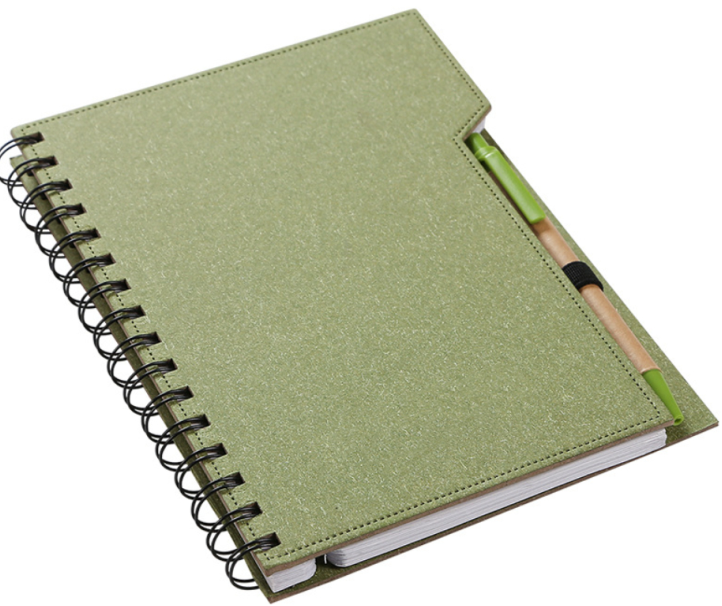 Brandable Green Spiral Notebook with Pen