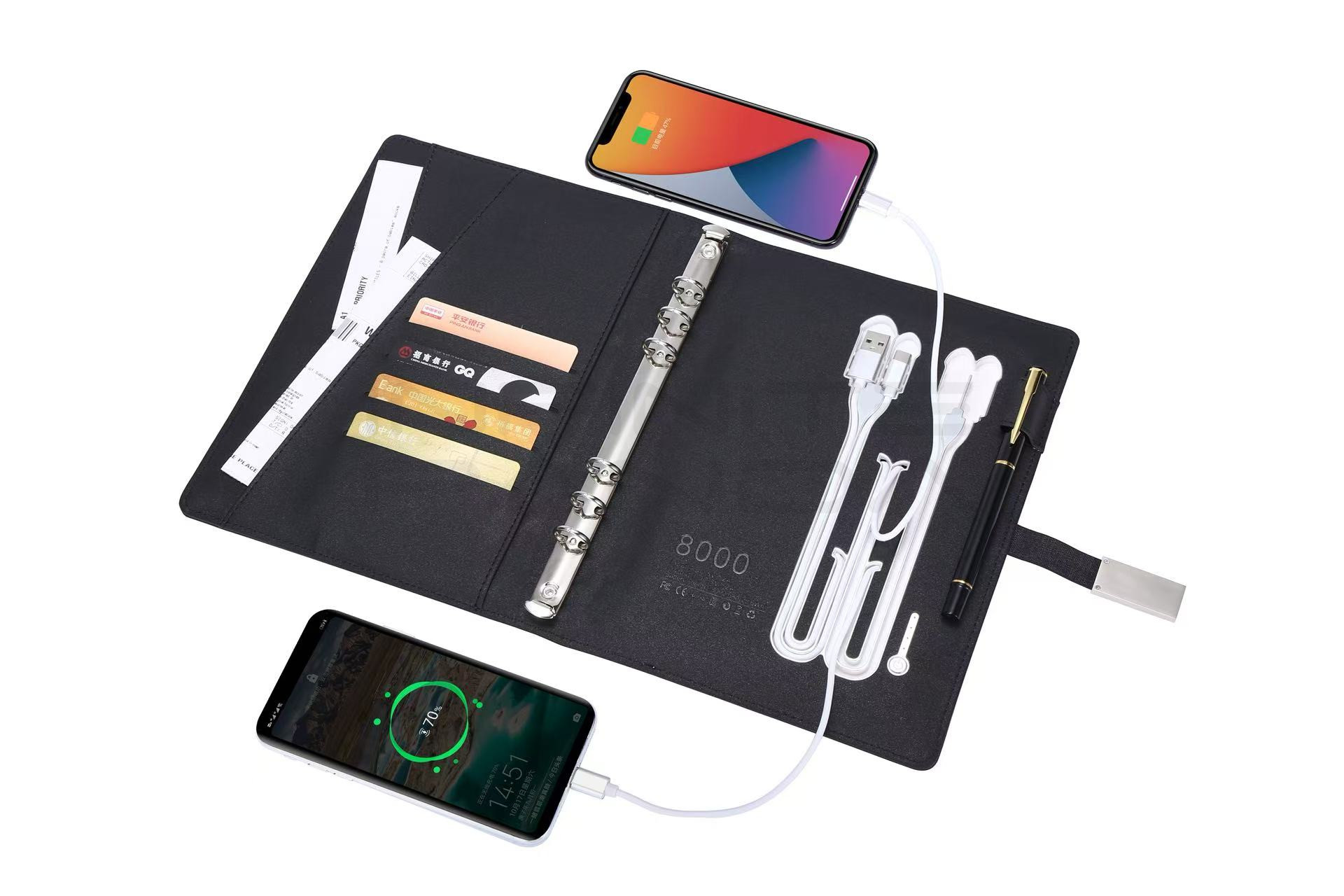 Charging Notebook – Power Bank + USB Drive + Wireless Charger