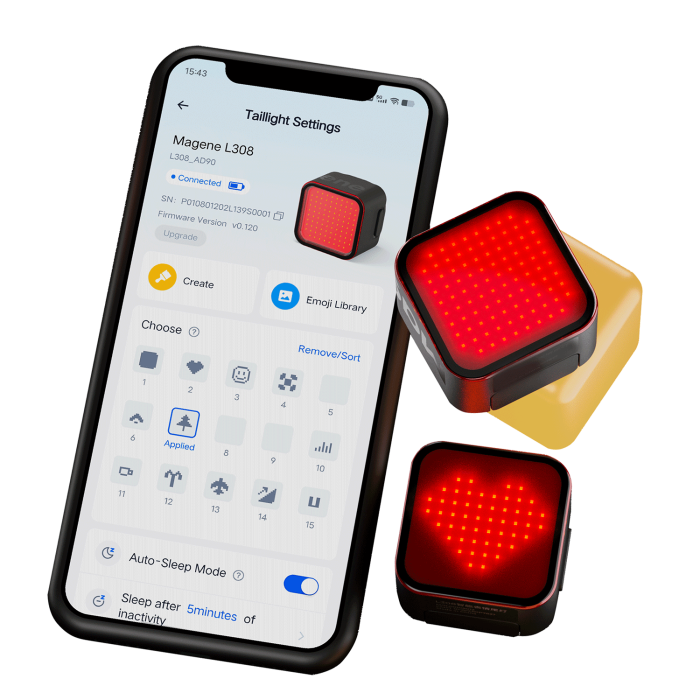 Magene L308 Luz trasera de expresión inteligente