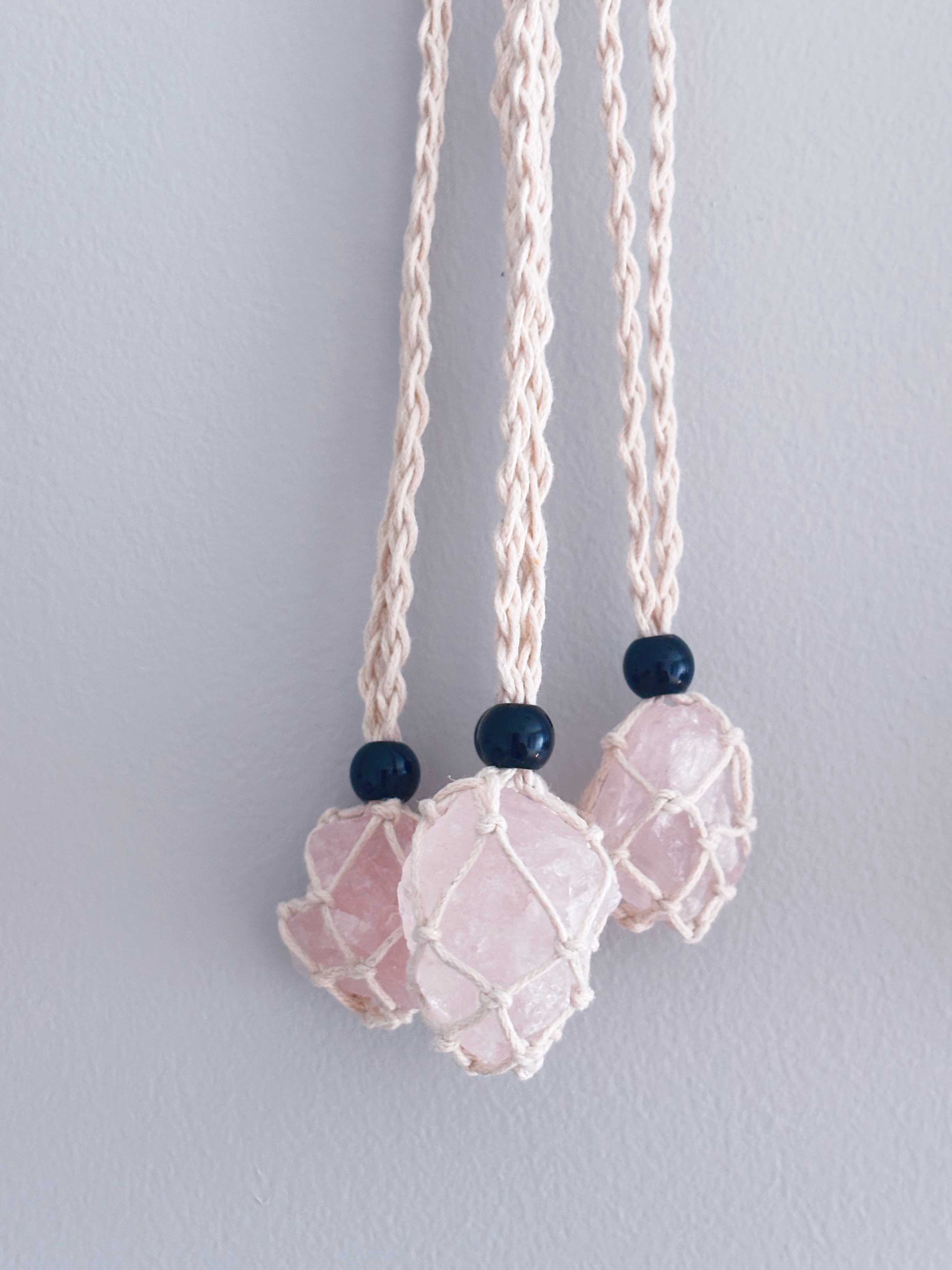 Rose Quartz Macrame Crystal Necklace