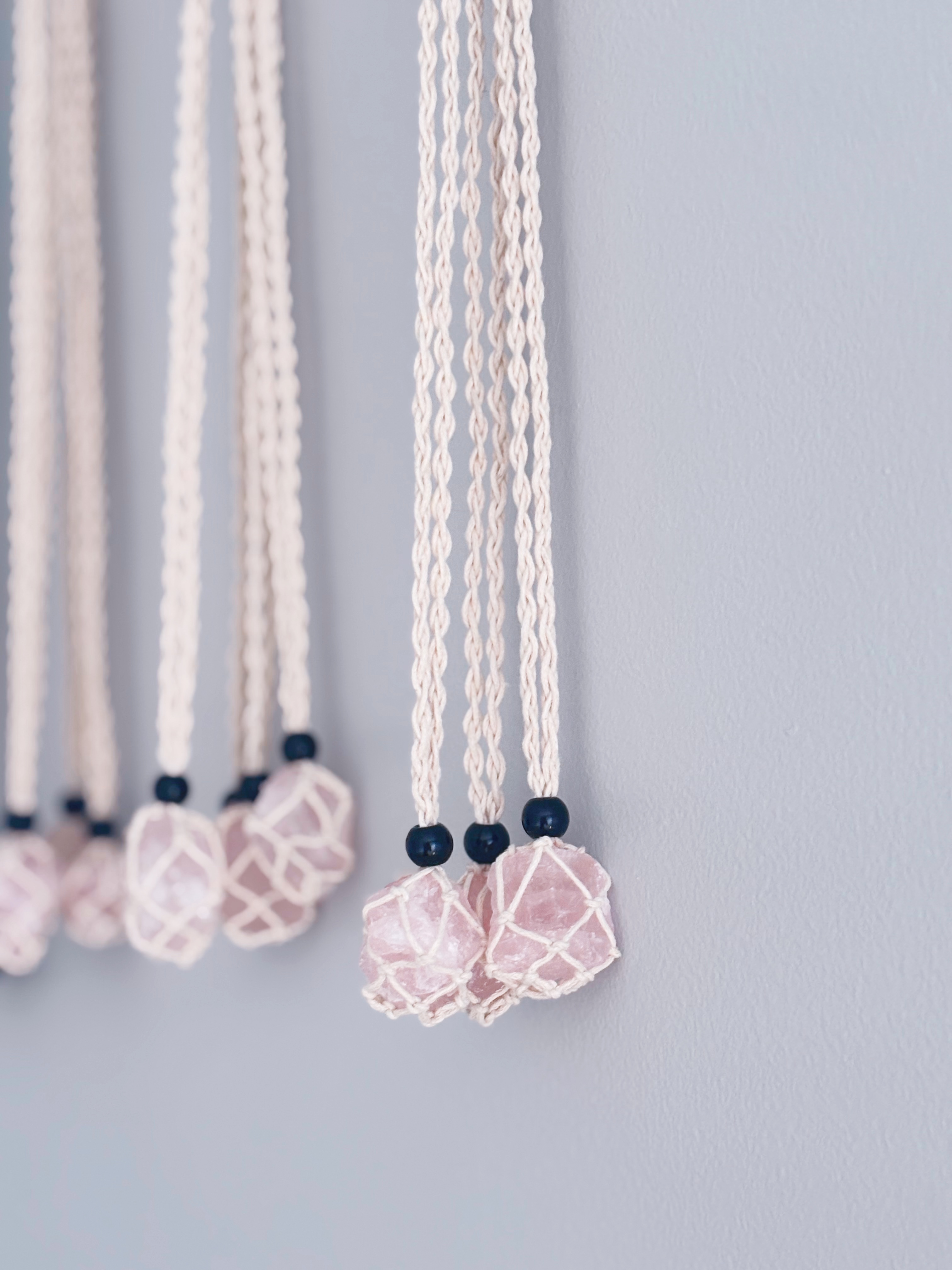Rose Quartz Macrame Crystal Necklace