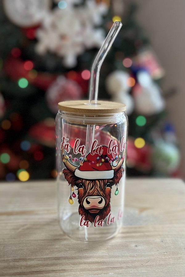 Cold Brew Coffee Glass, Christmas Cup, Drinkware