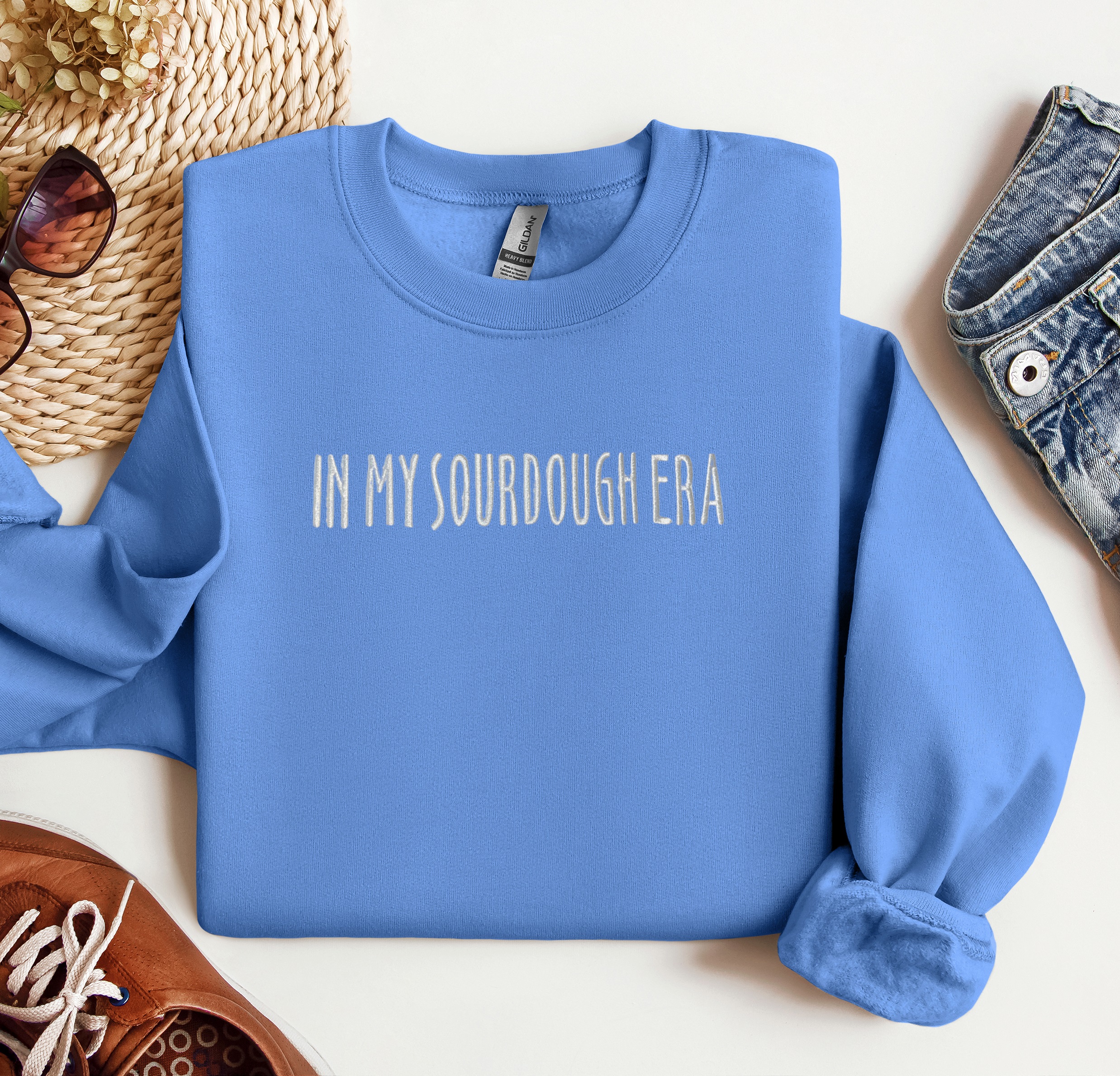 In My Sourdough Era Crewneck, Embroidered Sweatshirt