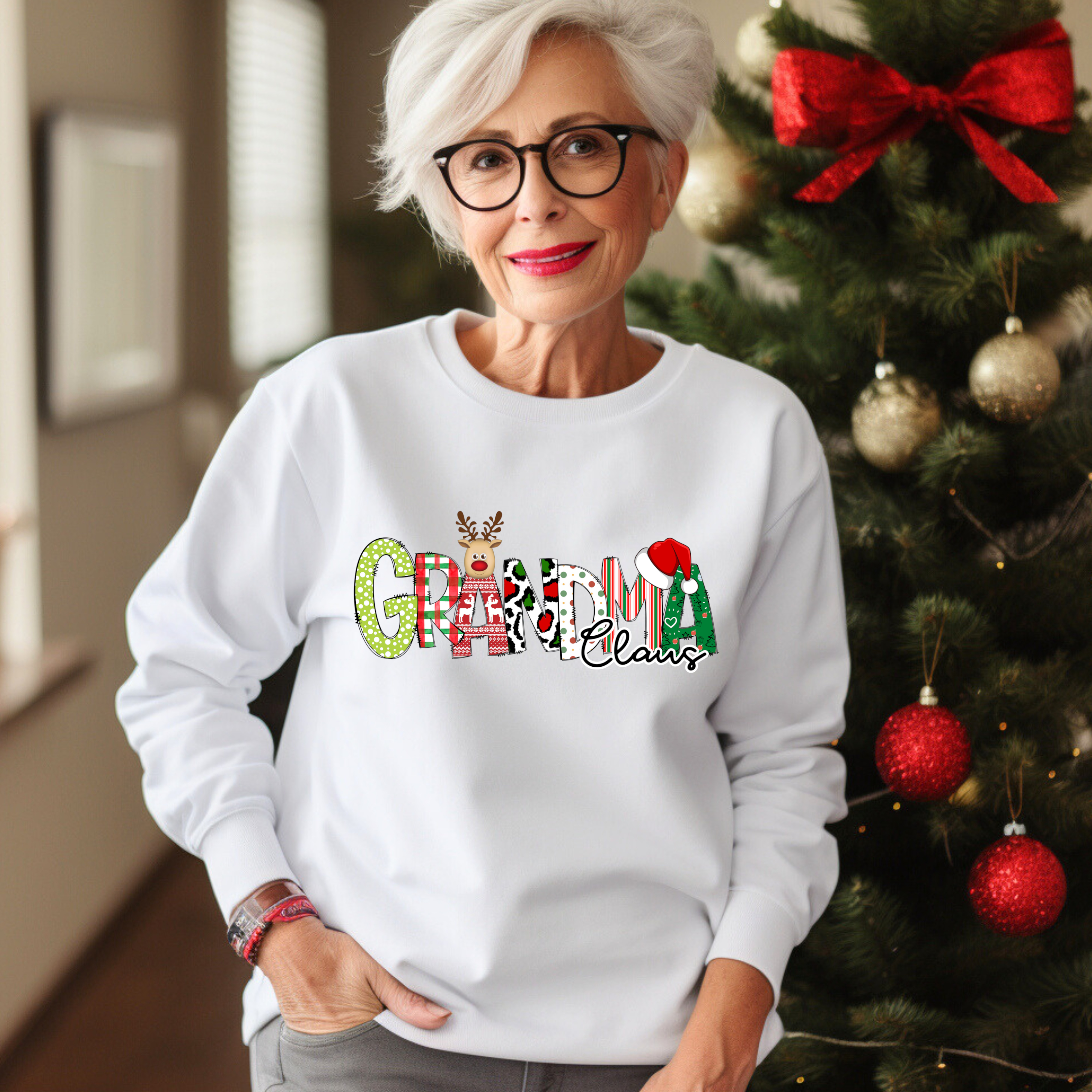 Grandma Claus Holiday Crewneck, Christmas Sweatshirt