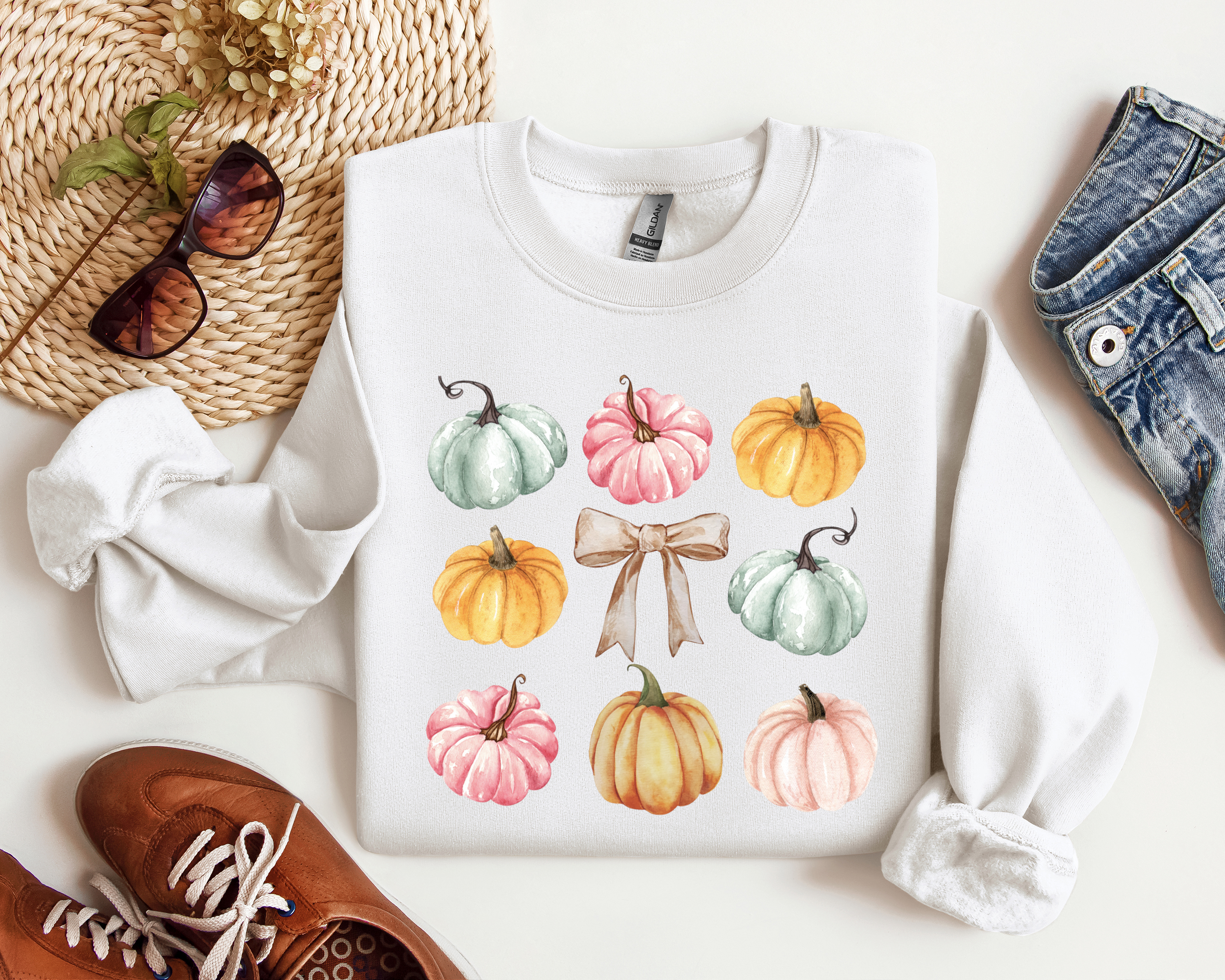Pumpkin Coquette Graphic Crewneck, Fall Sweatshirt