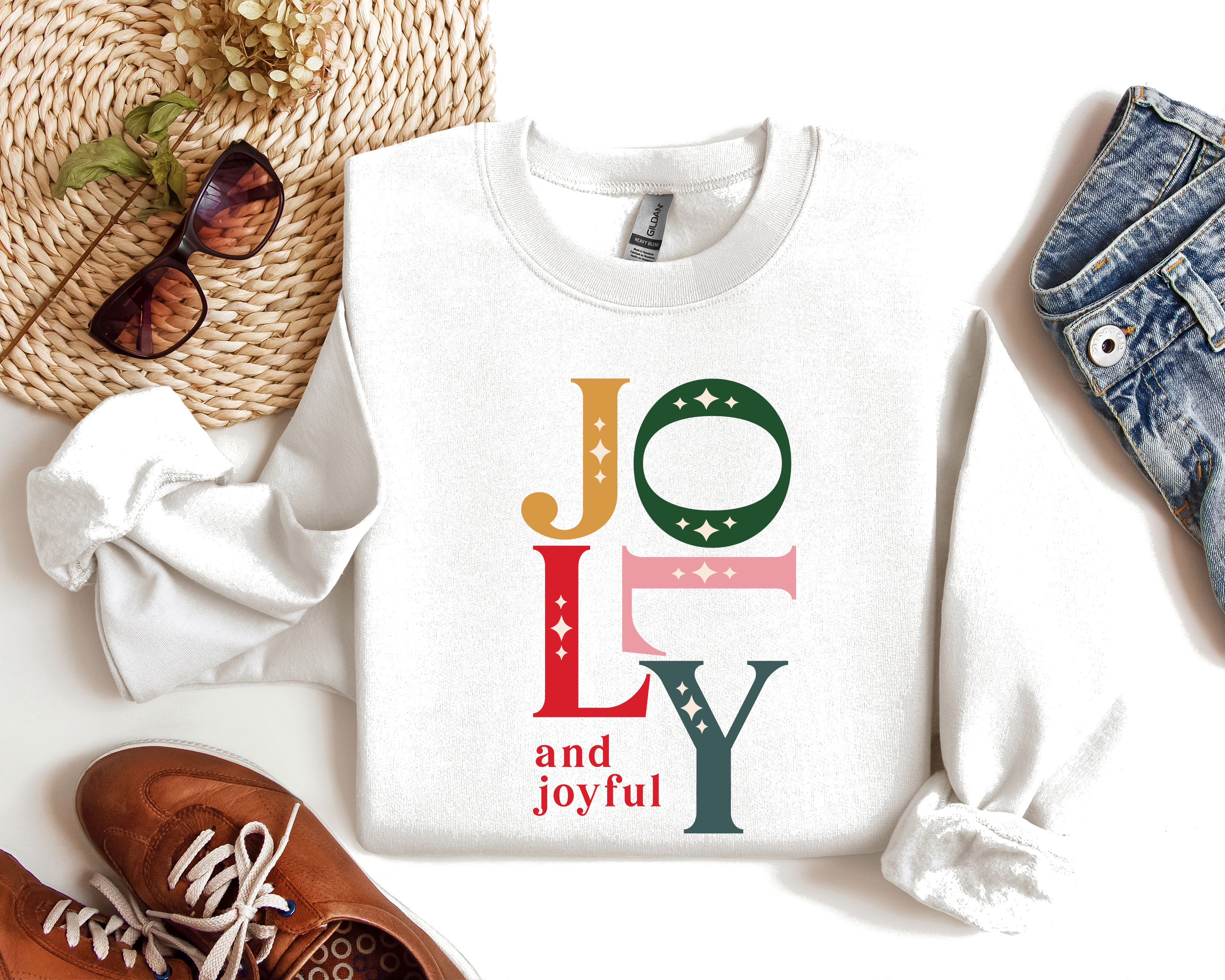 Jolly and Joyful Crewneck, Christmas Sweatshirt