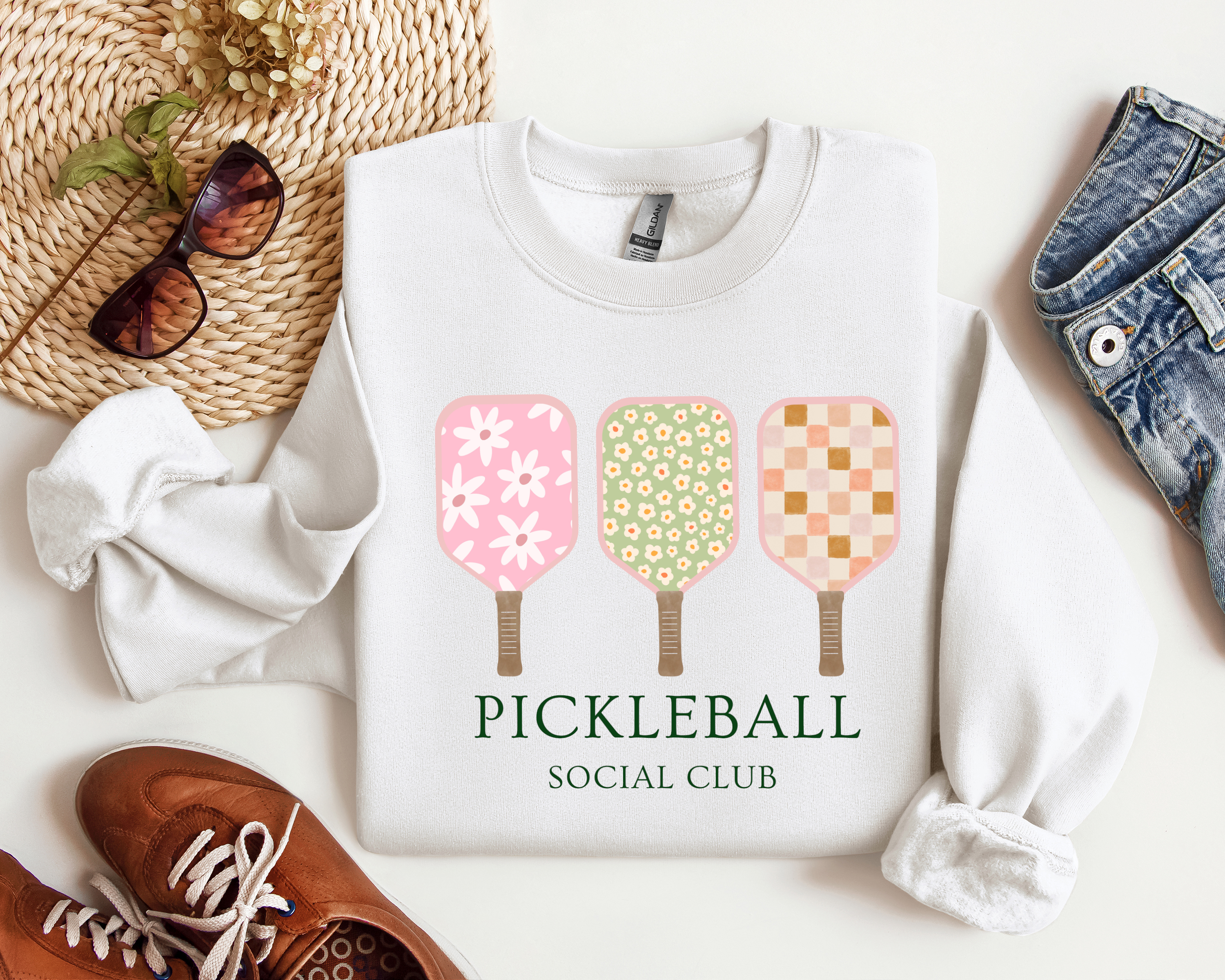 Pickleball Social Club Preppy Graphic Crewneck