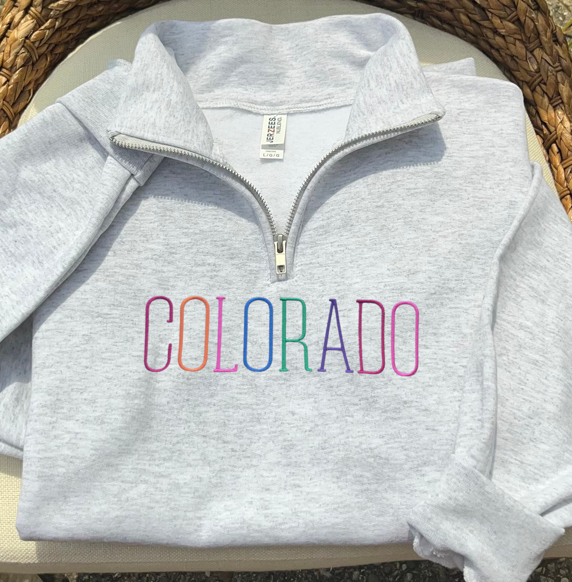 Custom State Embroidered Quarter Zip Pullover