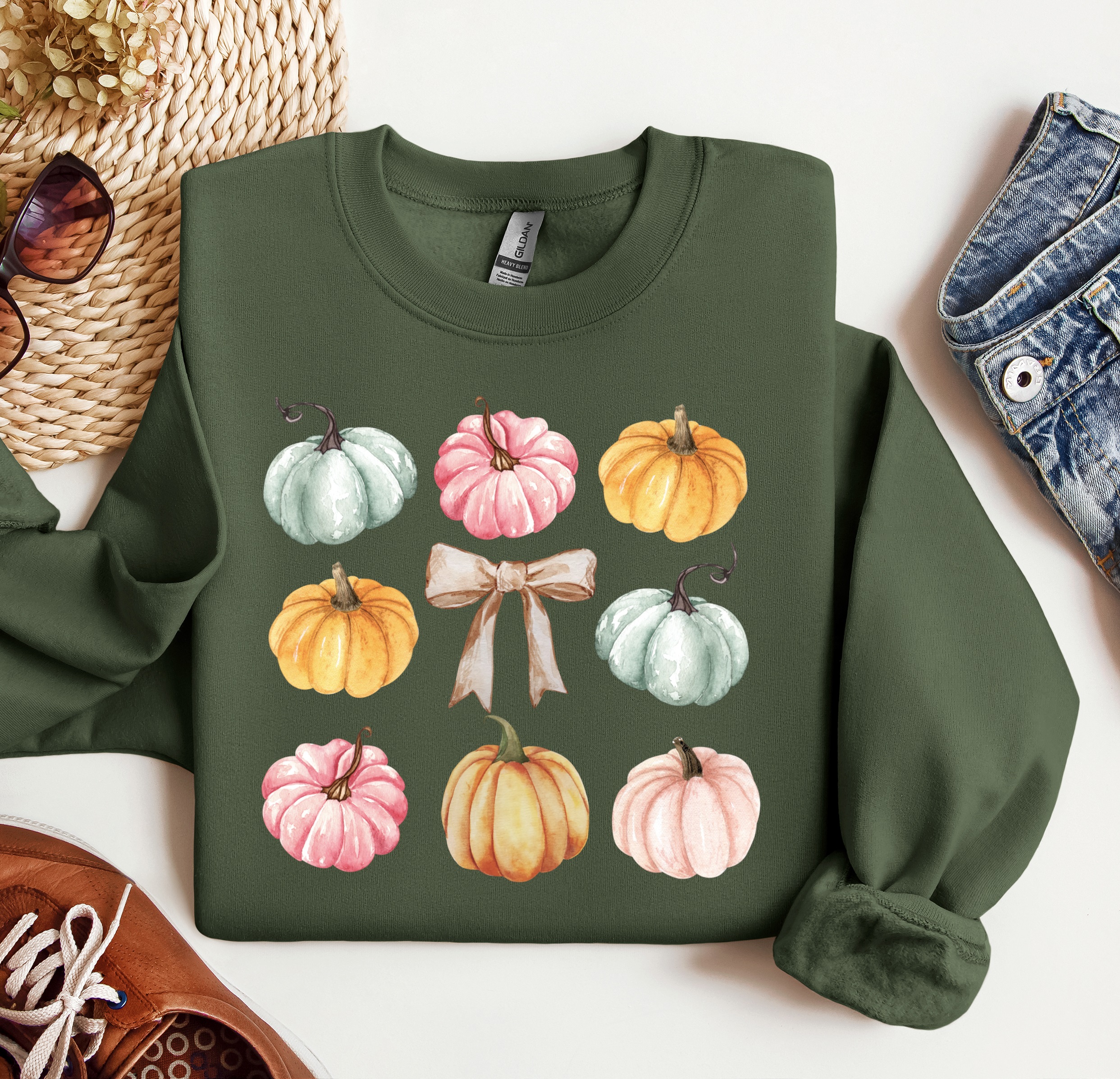Pumpkin Coquette Graphic Crewneck, Fall Sweatshirt