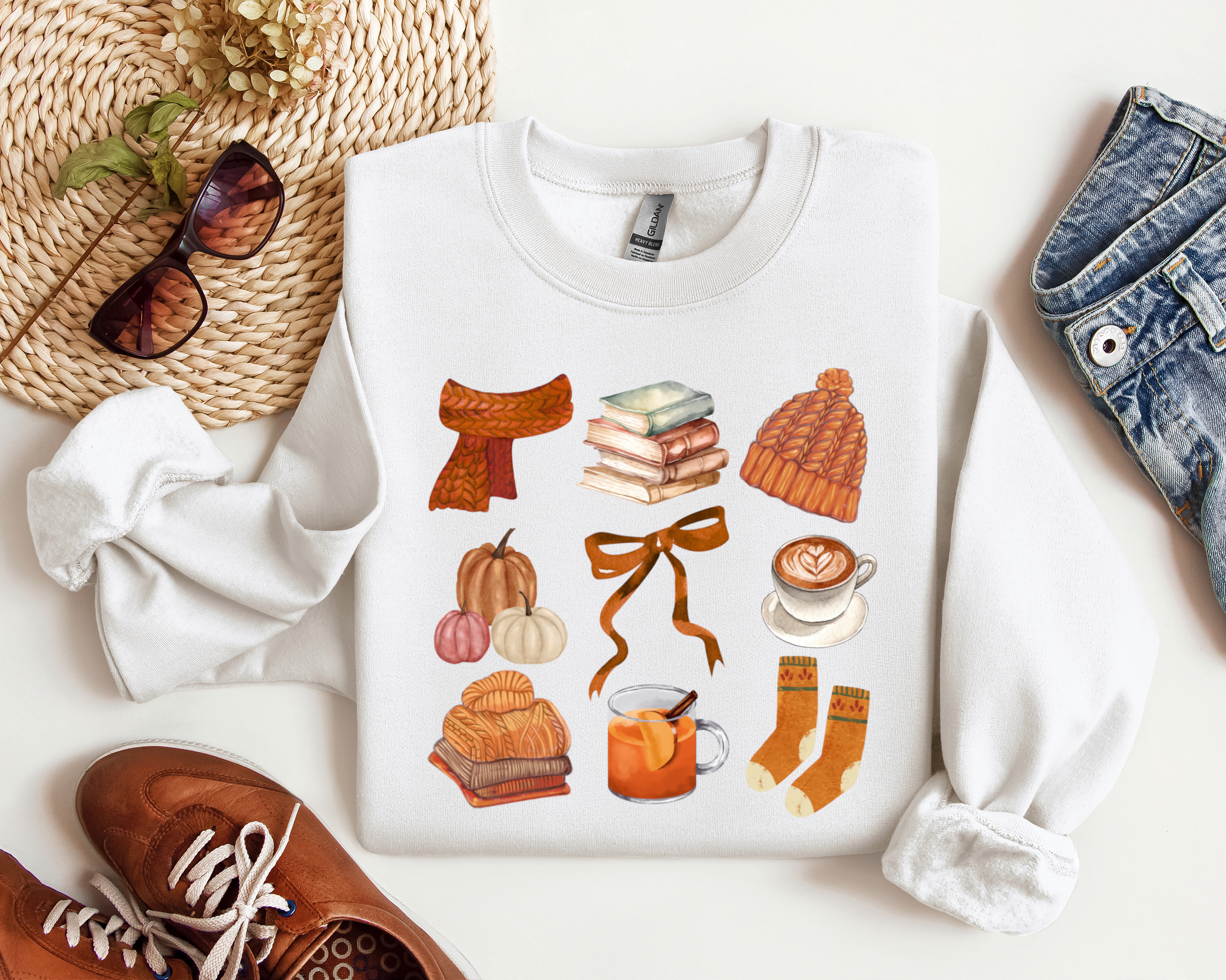 I Love Fall Coquette Graphic Crewneck, Autumn Sweatshirt